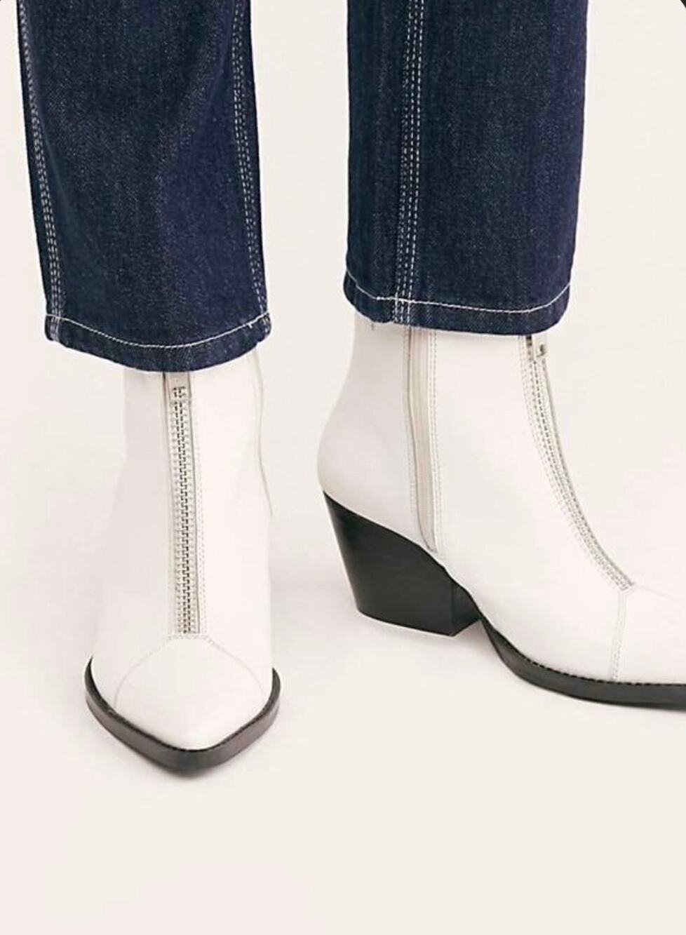JEFFREY CAMPBELL x FREE PEOPLE Landyn Zip Boot White Leather 8 EUC